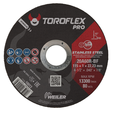 Tarcza ścierna Weiler® Toroflex® PRO Inox & Metal 10013, do cięcia metalu i stali nierdzewnej