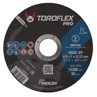 Tarcza ścierna Weiler® Toroflex® PRO Metal 57512, do cięcia metalu