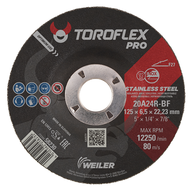 Tarcza ścierna Weiler® Toroflex® PRO Inox & Metal 58230, do szlifowania metalu i stali nierdzewnej
