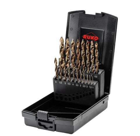 Zestaw wierteł krętych ULTIMATECUT DIN 338 typ FLOWSTEP®, HSSE-Co 5 w walizce z tworzywa sztucznego - 19 szt.