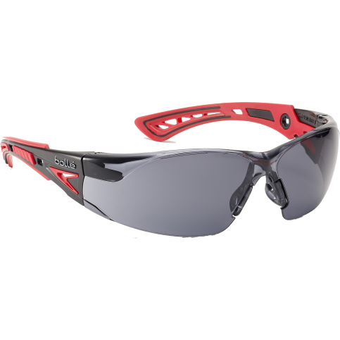 Okulary ochronne Bolle RUSH+ Bi-materiałowe oprawki czerwono-czarne PC+TPR / szare soczewki PC PLATINUM a-s & a-f B/RUSHPPSF 2