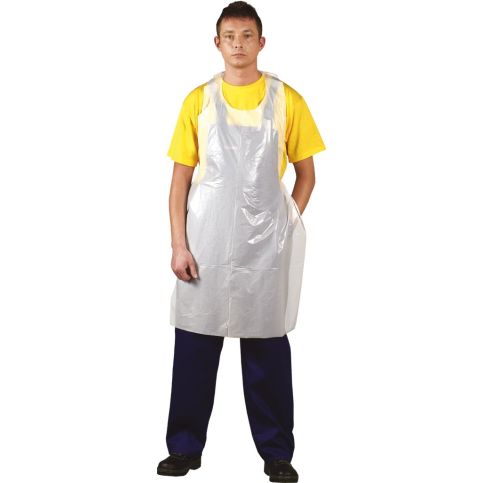 Fartuch przedni foliowy zakładany na szyję z wiązaniem z tyłu pleców, kolor biały, rozmiar 70x117 FFOL W 70X117 2